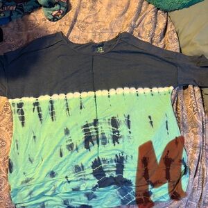 GreenTea Kids Tie-Dye Sweatshirt - Navy and Mint